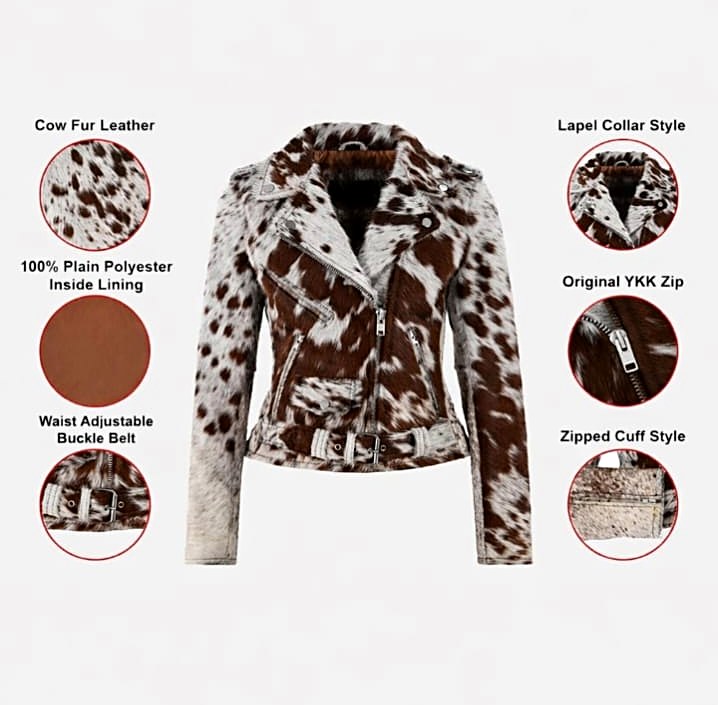 Natural Hair Cowhide Leather Jacket for Women view 4