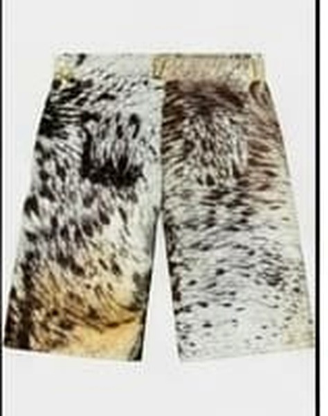 Genuine Natural Hair Cowhide Leather Shorts view 3