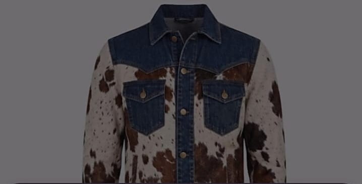 Men's Pony Hair Cowhide Jacket with Denim | Cowboy Western Coat view 3