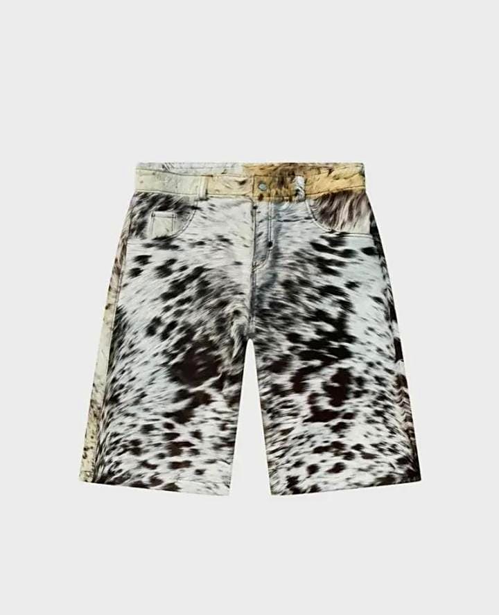 Genuine Natural Hair Cowhide Leather Shorts — premium cowhide shorts in genuine leather