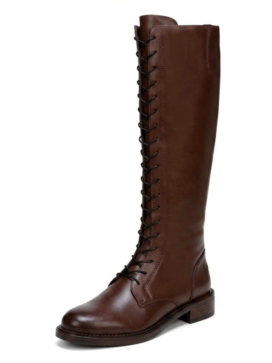 Brown Tall Lace-Up Leather Riding Boots | Knee-High Equestrian Boot view 2