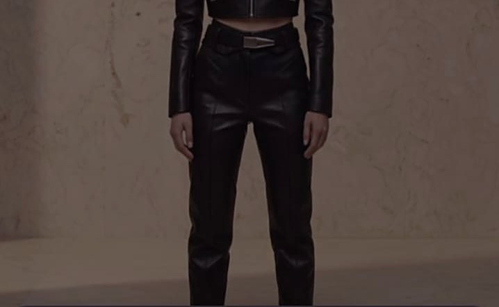 Black Leather Cropped Jacket and Pants Set – Biker Style view 5