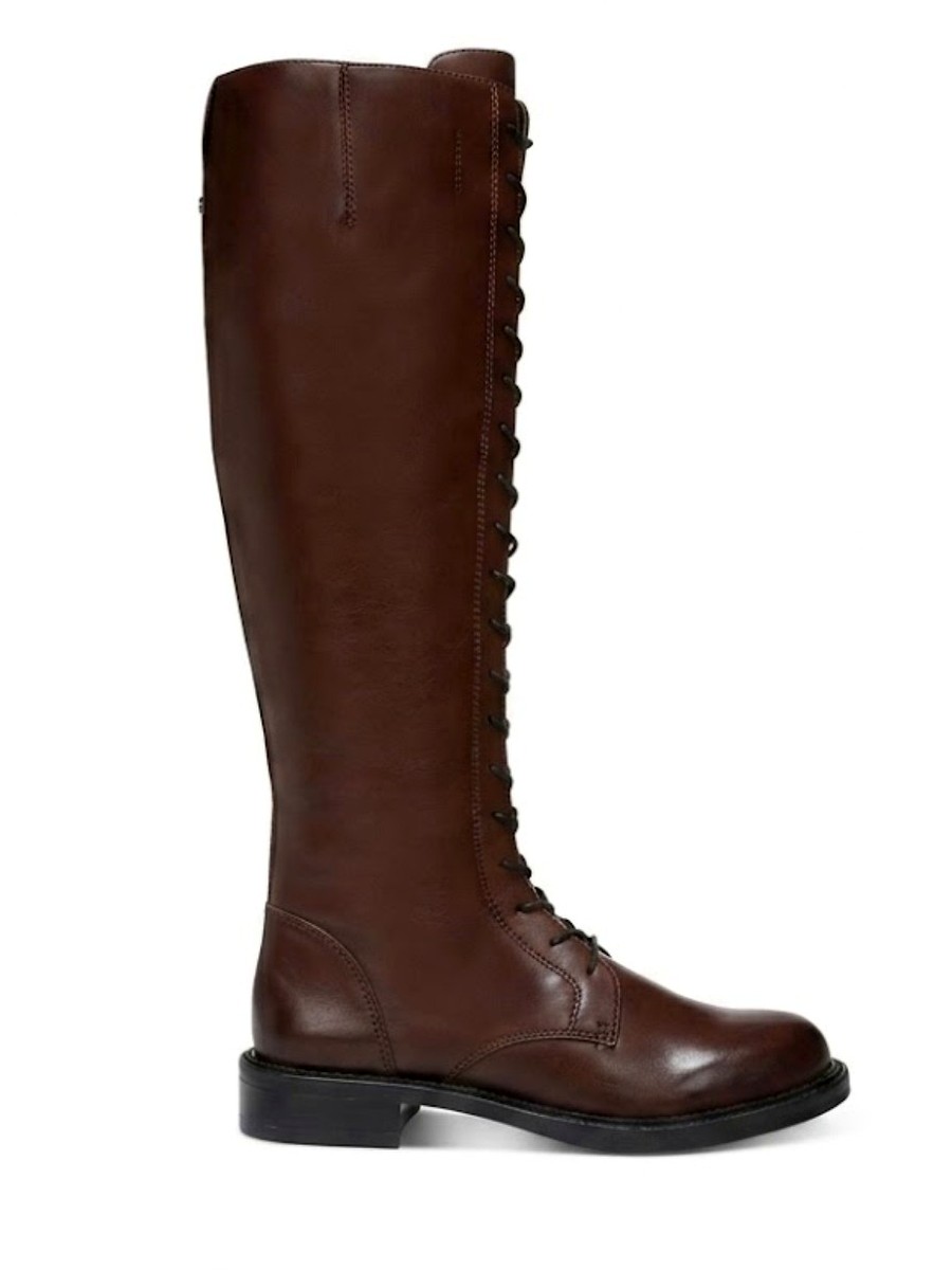 Brown Tall Lace-Up Leather Riding Boots | Knee-High Equestrian Boot — premium tall boot in genuine leather